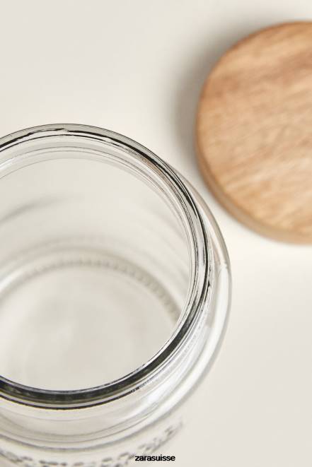 Zara accessoires P66V1684 unisexe pot en verre à bouchon à vis beige clair