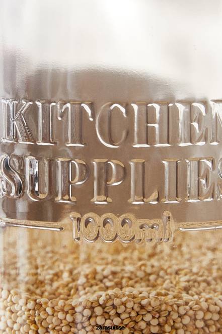 Zara accessoires P66V1684 unisexe pot en verre à bouchon à vis beige clair