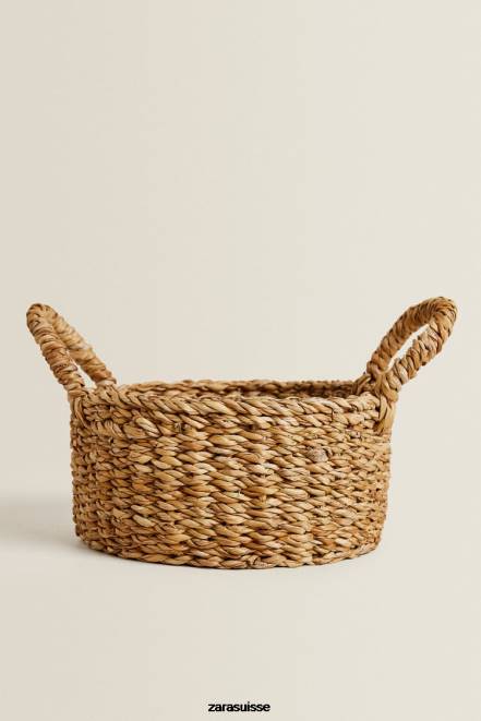 Zara accessoires P66V1698 unisexe panier tressé avec poignées beige clair