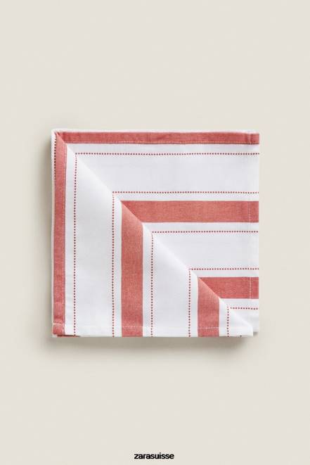 Zara accessoires P66V1665 unisexe serviettes en fil teint (paquet de 2) brique