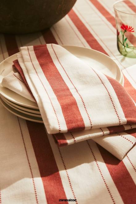 Zara accessoires P66V1665 unisexe serviettes en fil teint (paquet de 2) brique