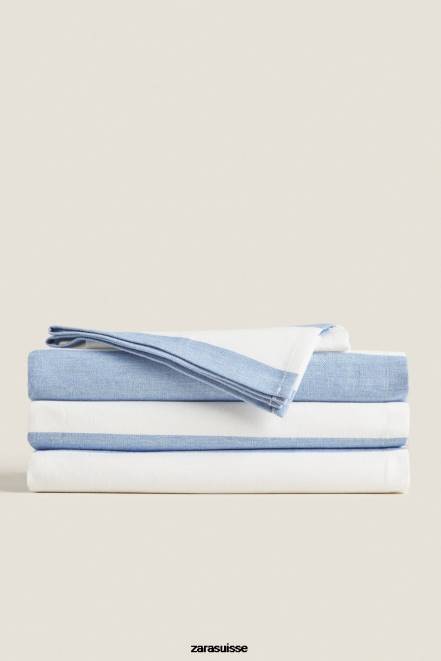 Zara accessoires P66V1666 unisexe nappe en coton rayé bleu