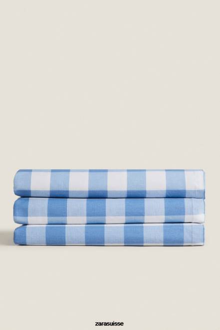 Zara accessoires P66V1668 unisexe nappe à carreaux en résine bleu