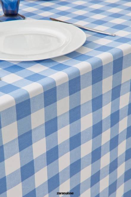 Zara accessoires P66V1668 unisexe nappe à carreaux en résine bleu
