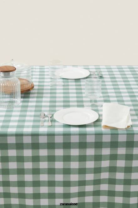 Zara accessoires P66V1669 unisexe nappe à carreaux en résine vert