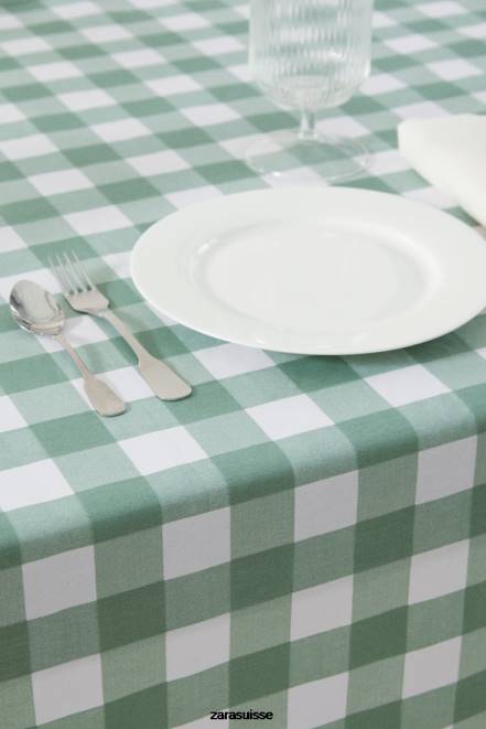Zara accessoires P66V1669 unisexe nappe à carreaux en résine vert