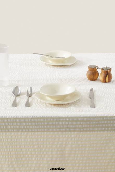 Zara accessoires P66V1670 unisexe nappe rayée écru