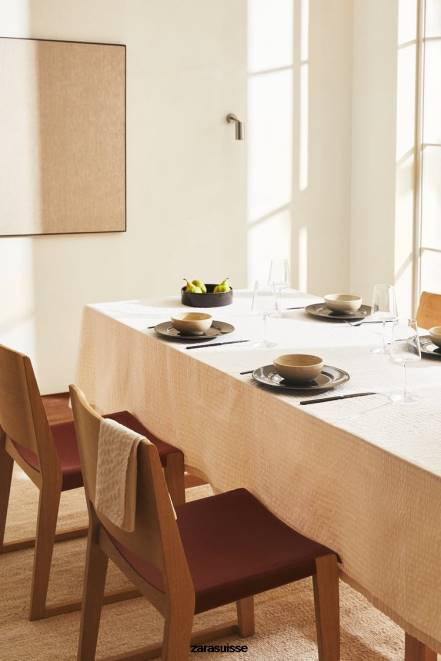 Zara accessoires P66V1670 unisexe nappe rayée écru