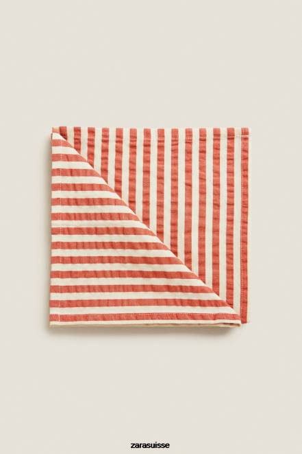Zara accessoires P66V1671 unisexe serviettes à rayures (paquet de 2) roux