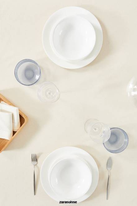 Zara accessoires P66V1674 unisexe nappe rayée en fil teint bleu