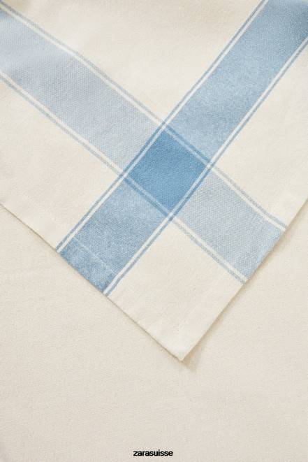 Zara accessoires P66V1674 unisexe nappe rayée en fil teint bleu