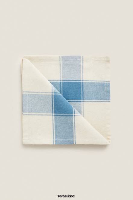 Zara accessoires P66V1675 unisexe serviettes rayées en fil teint (paquet de 2) bleu