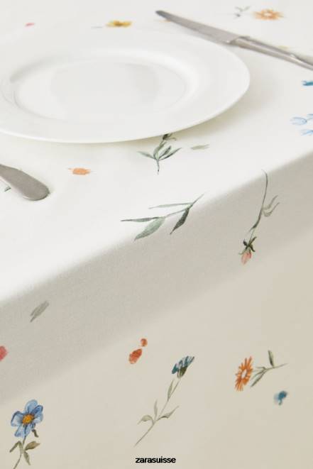 Zara accessoires P66V1678 unisexe nappe à imprimé floral vert