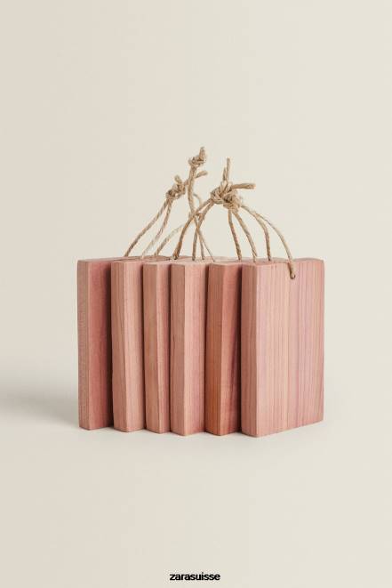 Zara accessoires P66V1765 unisexe blocs de cèdre avec boucle de suspension (paquet de 6) beige clair