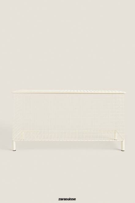 Zara accessoires P66V1594 unisexe coffre en métal avec couvercle blanc d'huître