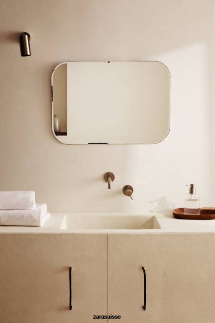 Zara accessoires P66V1700 unisexe miroir à cadre rond argent mat