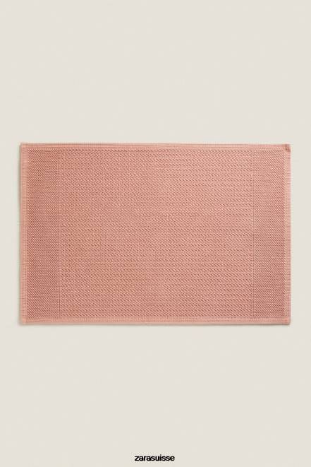 Zara accessoires P66V1706 unisexe tapis texturé en tricot gaufré rose pâle