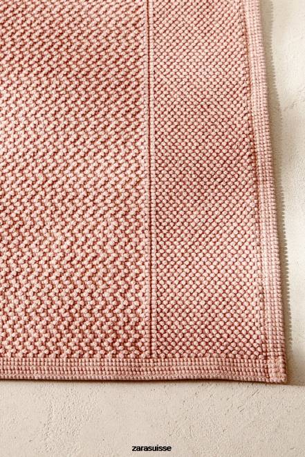 Zara accessoires P66V1706 unisexe tapis texturé en tricot gaufré rose pâle