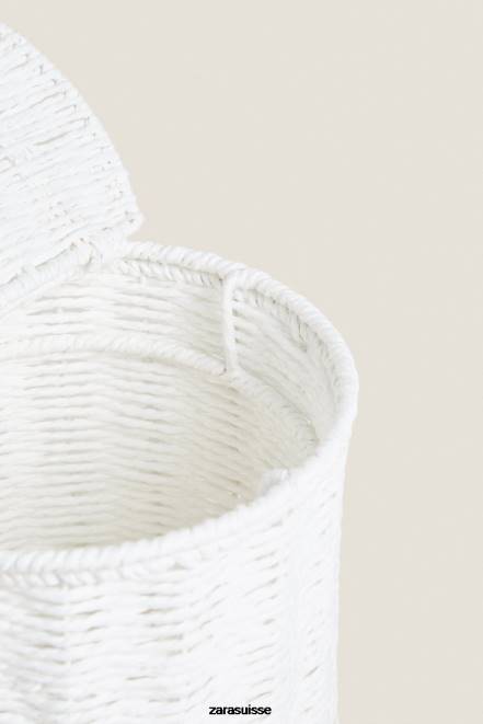 Zara accessoires P66V1707 unisexe corbeille à papier avec couvercle amovible blanc