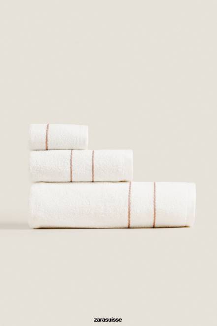 Zara accessoires P66V1708 unisexe serviette avec bords contrastés rose pâle