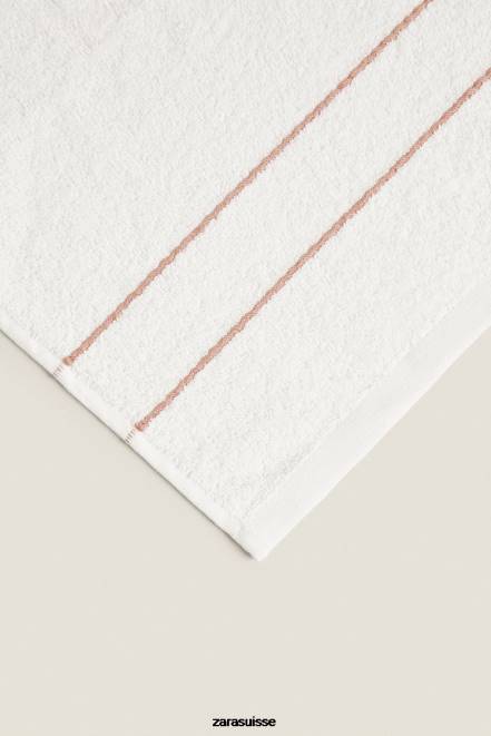 Zara accessoires P66V1708 unisexe serviette avec bords contrastés rose pâle