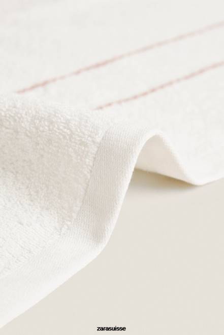 Zara accessoires P66V1708 unisexe serviette avec bords contrastés rose pâle