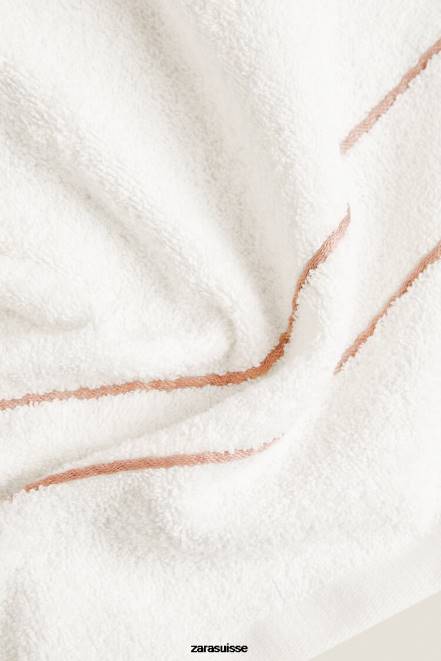 Zara accessoires P66V1708 unisexe serviette avec bords contrastés rose pâle