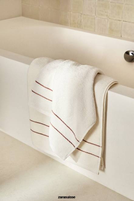 Zara accessoires P66V1708 unisexe serviette avec bords contrastés rose pâle