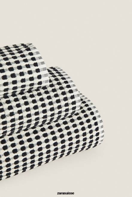 Zara accessoires P66V1717 unisexe serviette en coton texturé noir