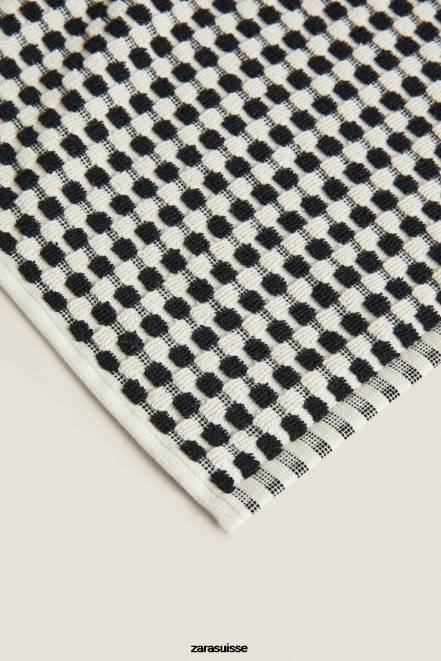 Zara accessoires P66V1717 unisexe serviette en coton texturé noir