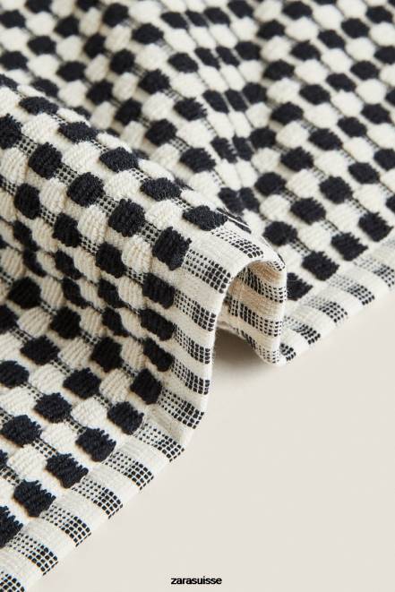 Zara accessoires P66V1717 unisexe serviette en coton texturé noir