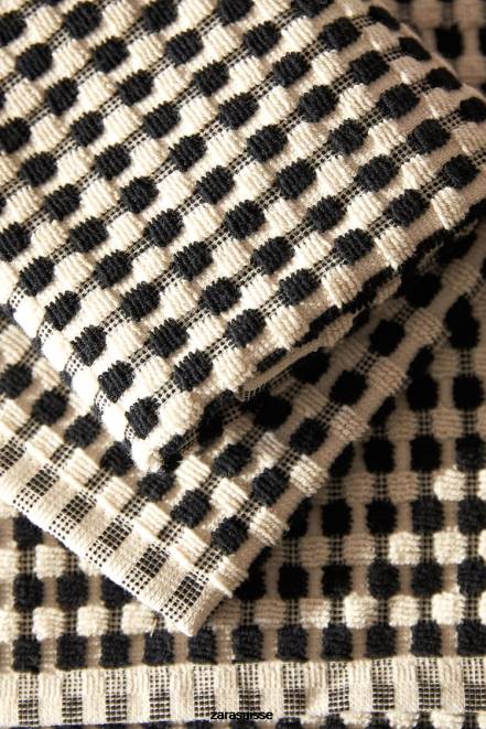 Zara accessoires P66V1717 unisexe serviette en coton texturé noir