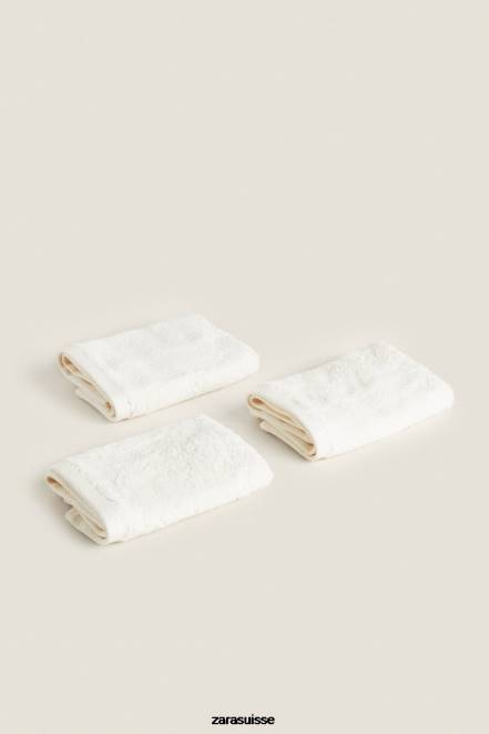 Zara accessoires P66V1726 unisexe (paquet de 3) serviettes en coton de qualité supérieure Ivoire