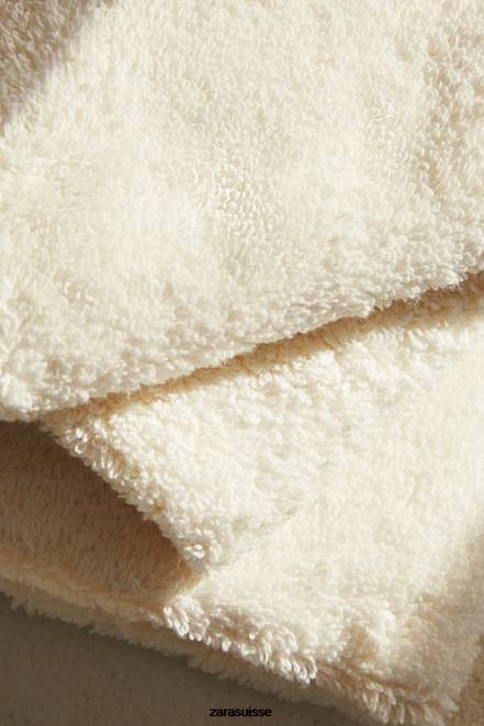 Zara accessoires P66V1726 unisexe (paquet de 3) serviettes en coton de qualité supérieure Ivoire