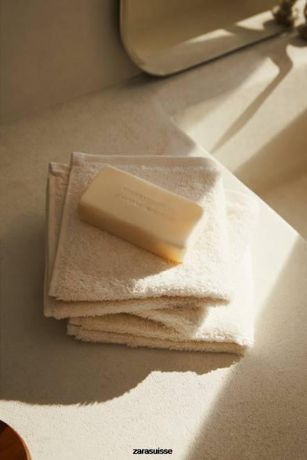 Zara accessoires P66V1726 unisexe (paquet de 3) serviettes en coton de qualité supérieure Ivoire