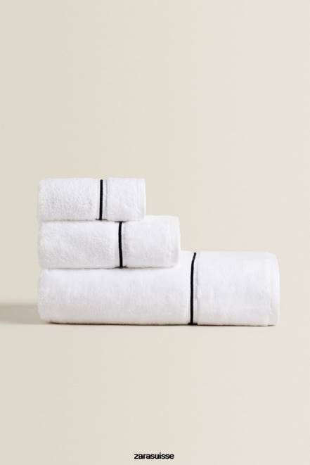 Zara accessoires P66V1728 unisexe serviette avec bordure brodée noir
