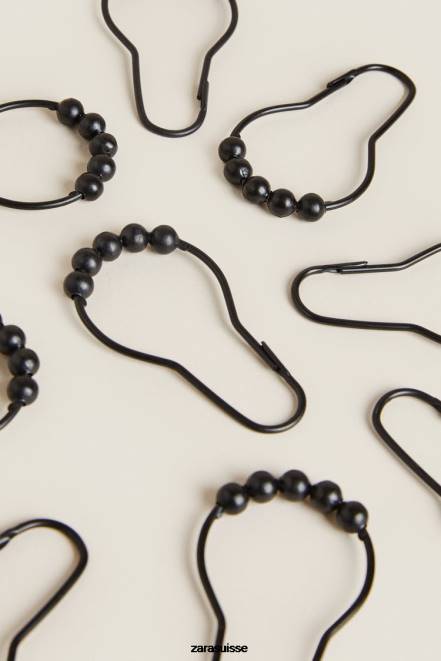 Zara accessoires P66V1731 unisexe anneaux de rideaux en métal noir