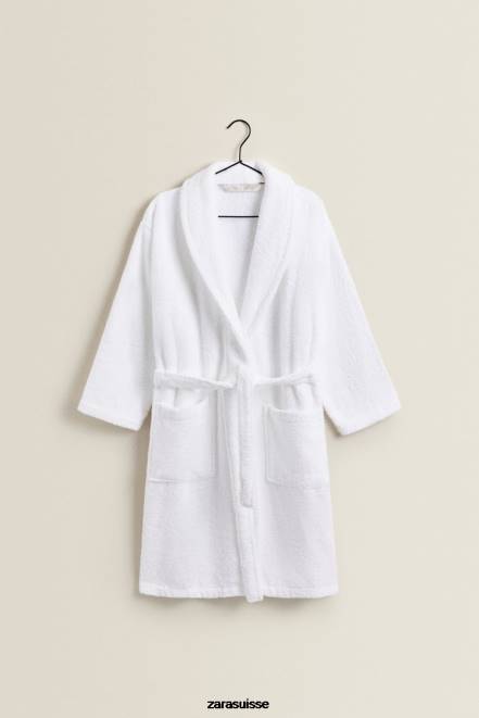 Zara accessoires P66V1736 unisexe peignoir en coton haut de gamme blanc