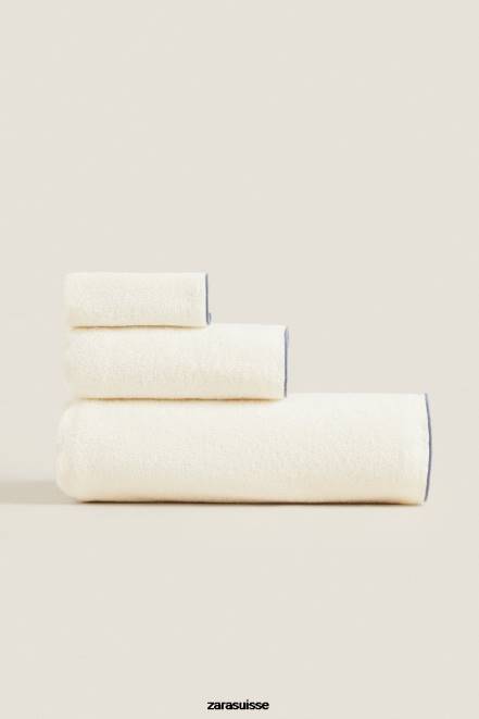 Zara accessoires P66V1737 unisexe serviette en coton avec surjet gris/bleu