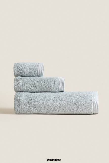 Zara accessoires P66V1738 unisexe serviette en coton bleu-gris