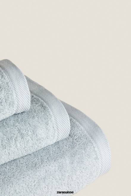 Zara accessoires P66V1738 unisexe serviette en coton bleu-gris