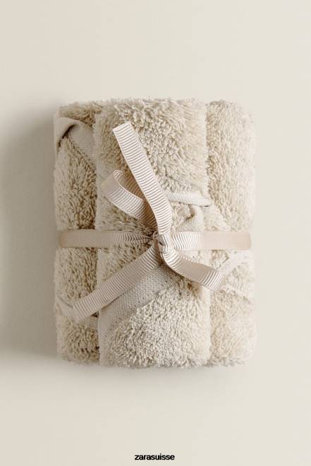 Zara accessoires P66V1739 unisexe (paquet de 3) serviettes en coton sable