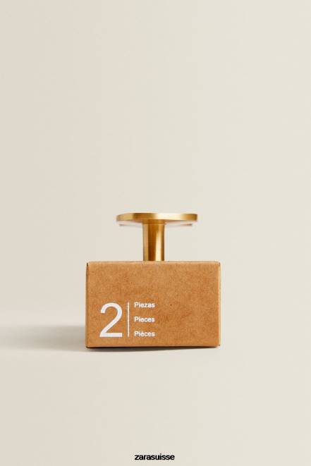 Zara accessoires P66V1744 unisexe bouton de porte en laiton (paquet de 2) doré