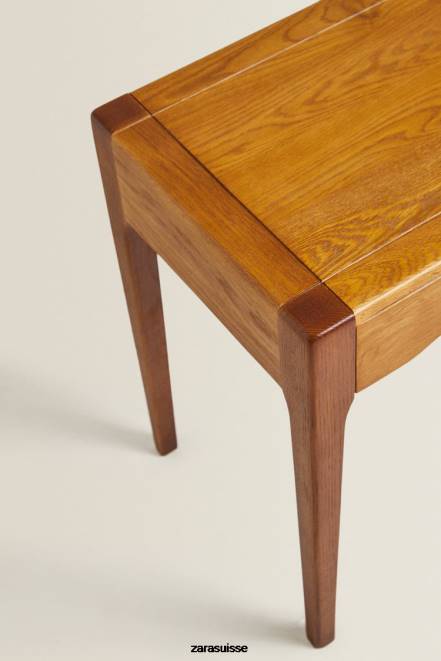 Zara accessoires P66V1629 unisexe table de chevet en chêne avec tiroir marron foncé