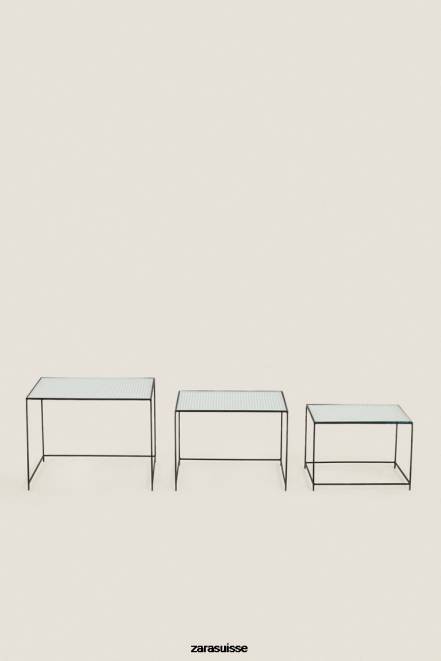Zara accessoires P66V1636 unisexe table en métal et verre noir