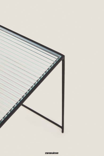 Zara accessoires P66V1636 unisexe table en métal et verre noir