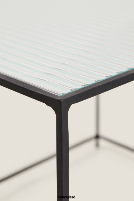 Zara accessoires P66V1636 unisexe table en métal et verre noir