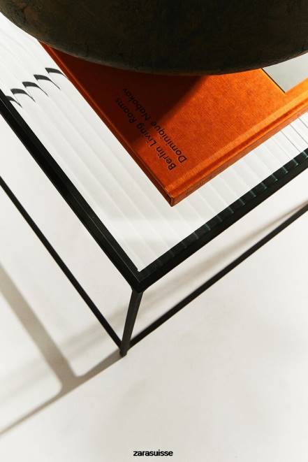 Zara accessoires P66V1636 unisexe table en métal et verre noir