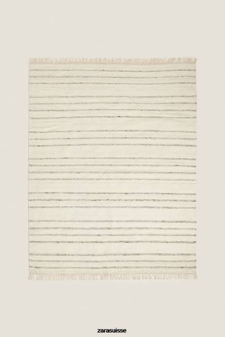 Zara accessoires P66V1637 unisexe tapis en laine à rayures gris