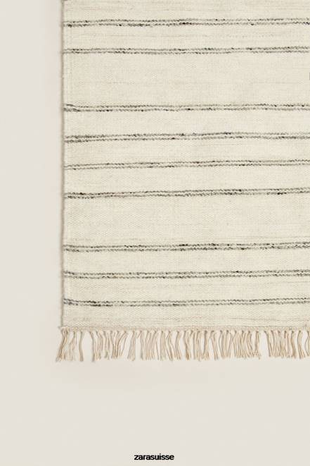 Zara accessoires P66V1637 unisexe tapis en laine à rayures gris